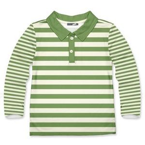 Millie & Maxx Long Sleeve Green/Cream Polo Sz 6